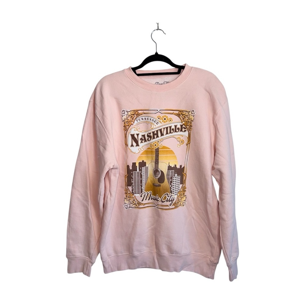 Nashville TN Light Pink Music City Graphic Sweatshirt Boutique Large Women’s